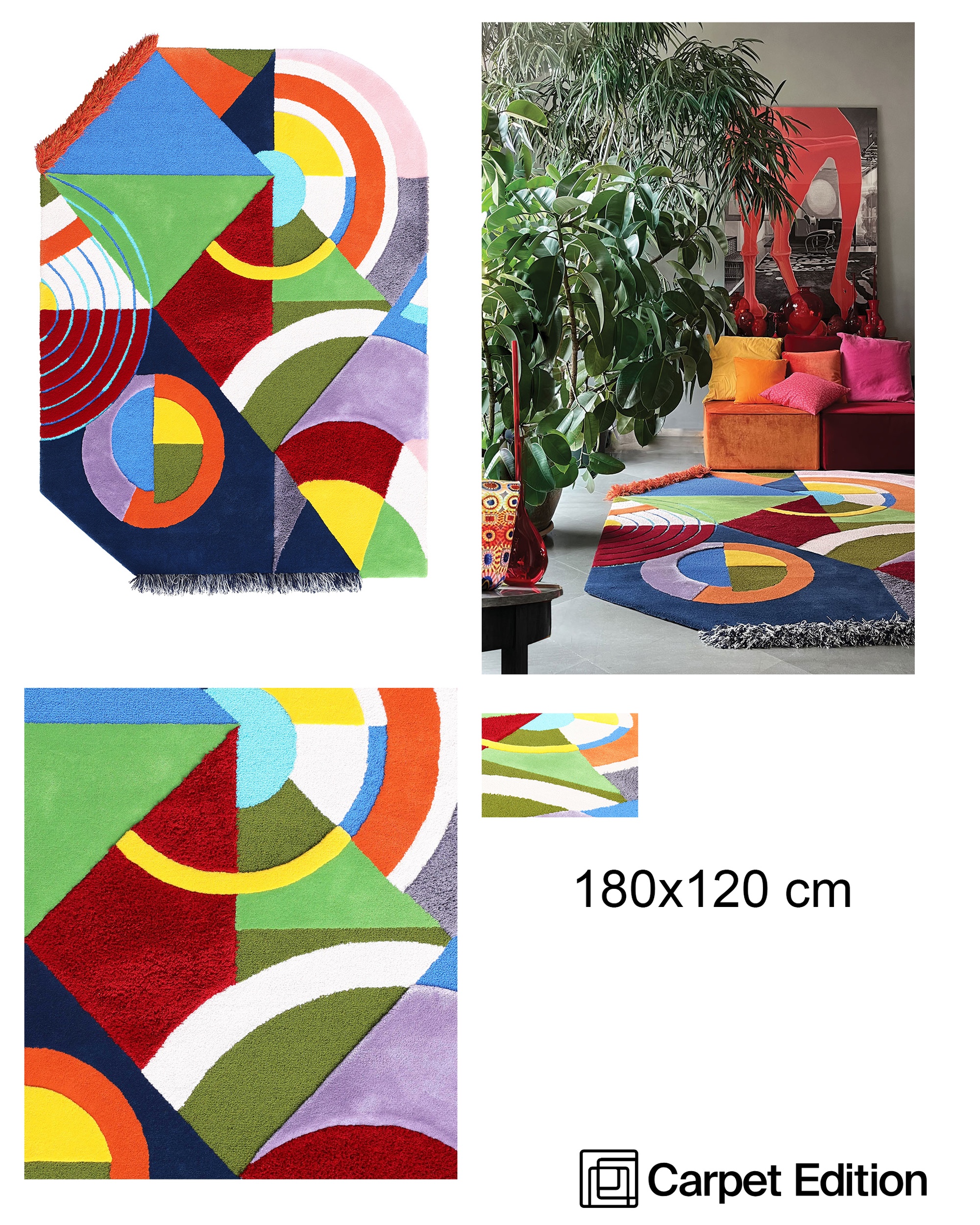 Яркий многоцветный ковер Carpet Edition Chromatic Geometric с геометрическими фигурами в стиле поп-арт